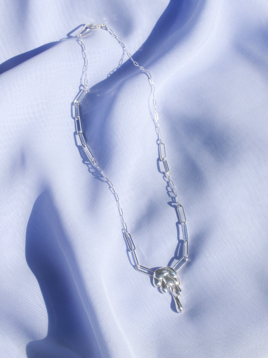 Drip Necklace I with Asymmetrical Paperclip Chain
