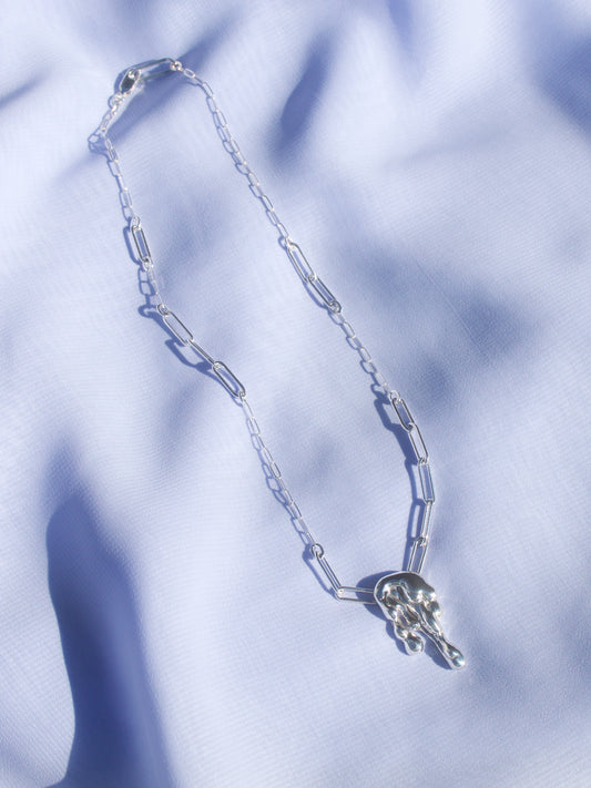 Drip Necklace II with Asymmetrical Paperclip Chain
