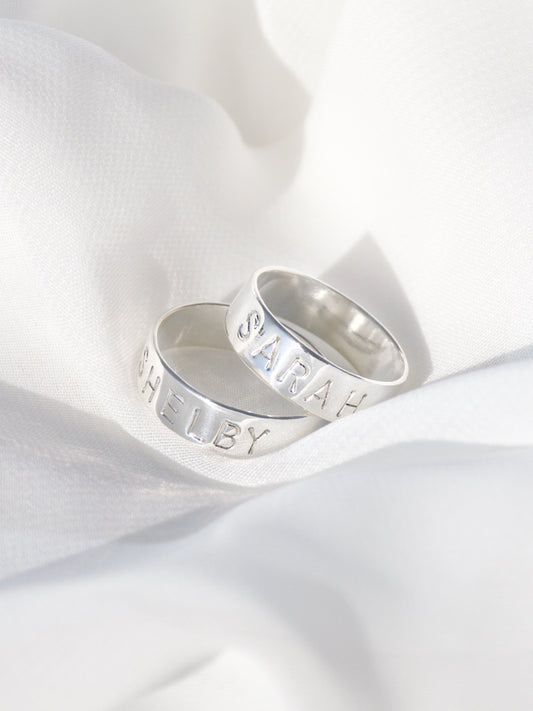 Engraved Ring Band Set